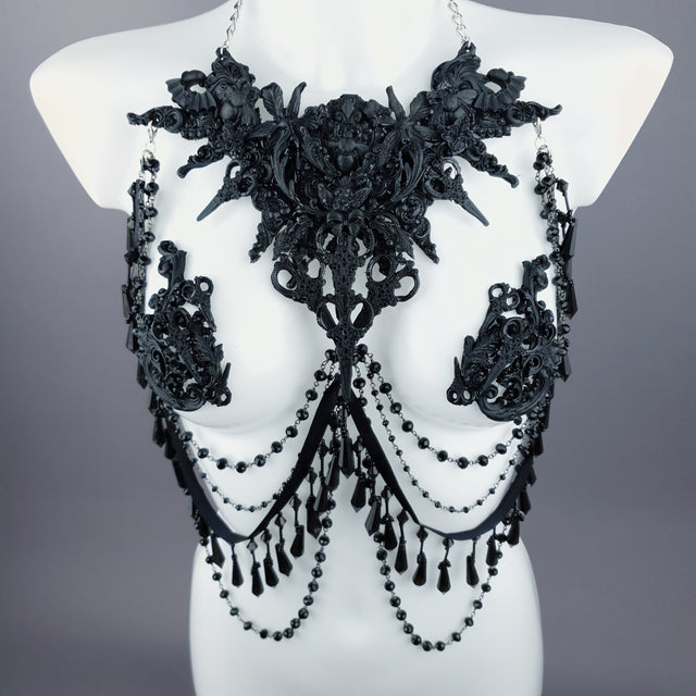 "Blade" Black Scissors & Filigree Body Jewellery with Nipple Pasties