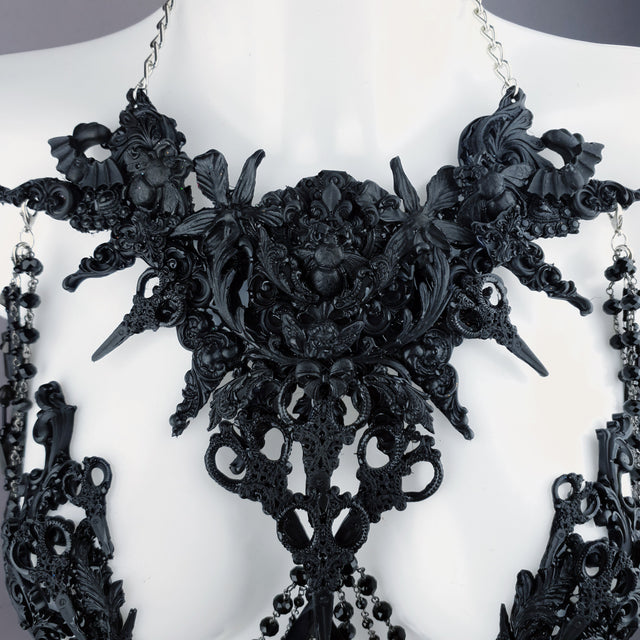 "Blade" Black Scissors & Filigree Body Jewellery with Nipple Pasties