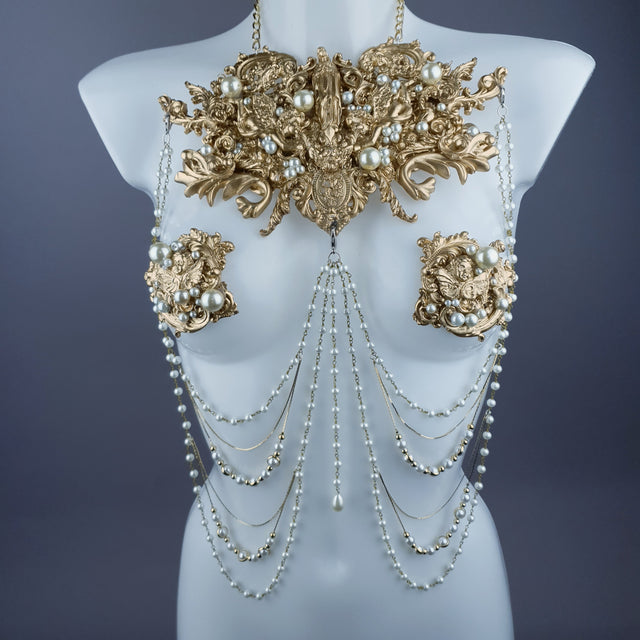 "Zora" Gold Filigree & Pearl Body Jewellery & Nipple Pasties