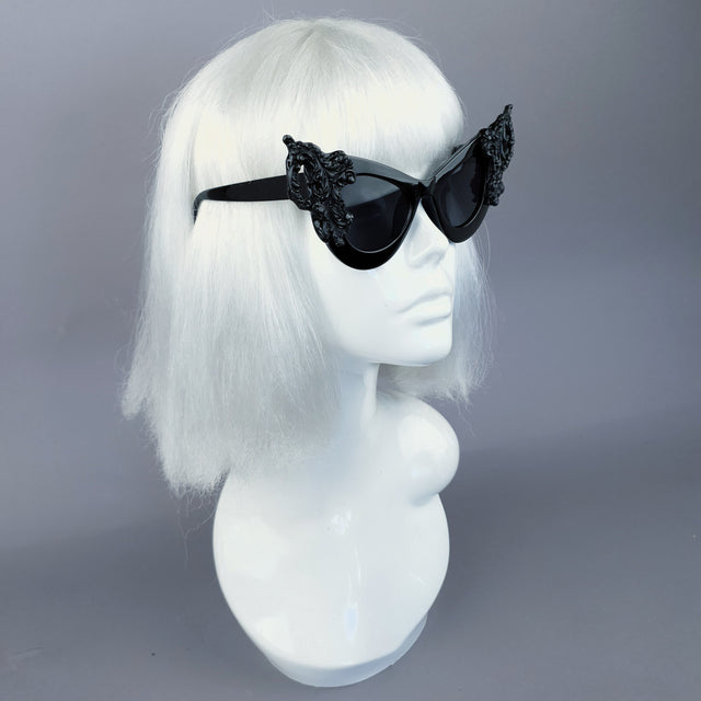 "Maila" Black Filigree Catseye Sunglasses