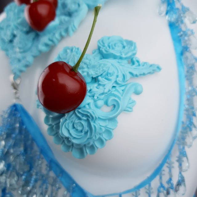 "Bobelo" Blue Cherry Filigree & Beading Body Jewellery with Nipple Pasties