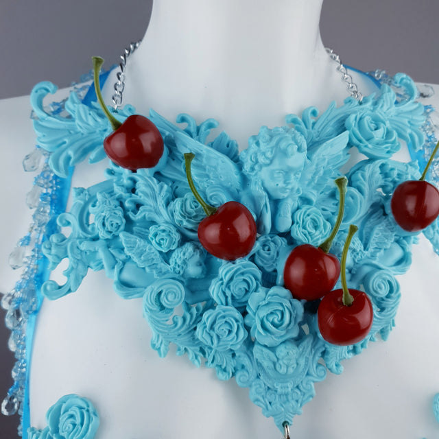 "Bobelo" Blue Cherry Filigree & Beading Body Jewellery with Nipple Pasties