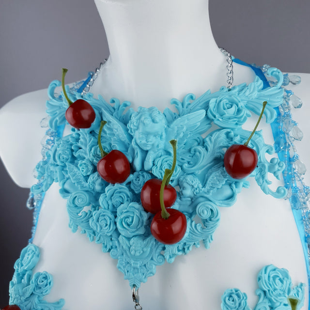 "Bobelo" Blue Cherry Filigree & Beading Body Jewellery with Nipple Pasties