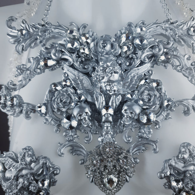 "Ice" Silver Filigree & Beading Body Jewellery with Nipple Pasties