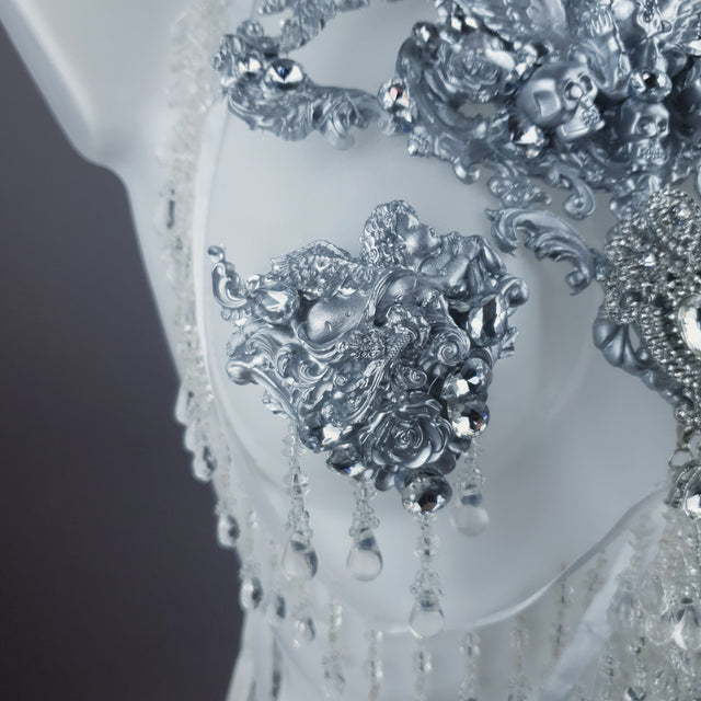 "Ice" Silver Filigree & Beading Body Jewellery with Nipple Pasties