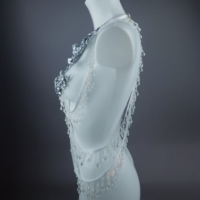 "Ice" Silver Filigree & Beading Body Jewellery with Nipple Pasties