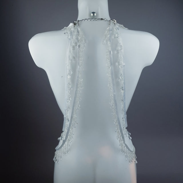 "Ice" Silver Filigree & Beading Body Jewellery with Nipple Pasties