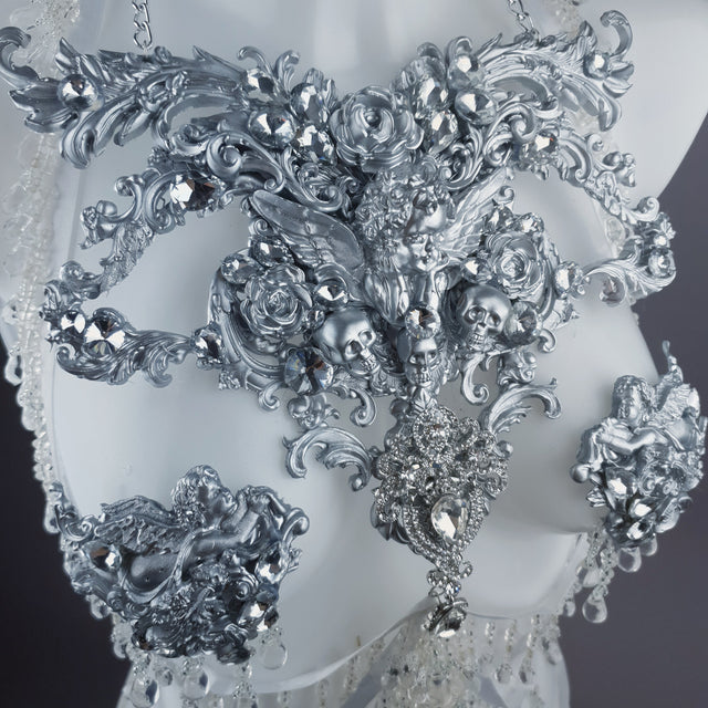 "Ice" Silver Filigree & Beading Body Jewellery with Nipple Pasties