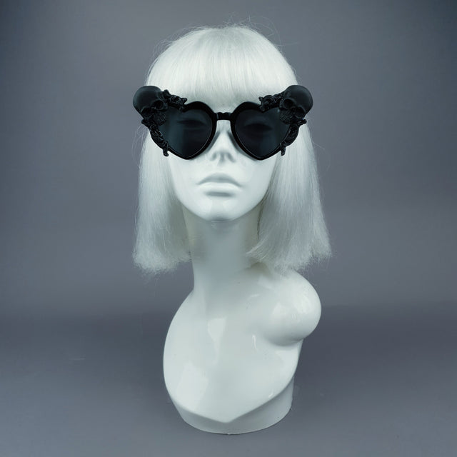 "Doom" Black Skull Heart Shaped Sunglasses