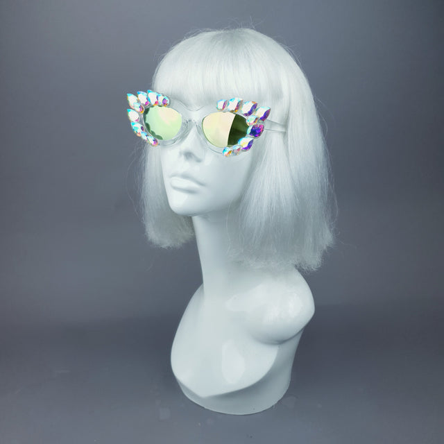 "Sparkle" Iridescent Jewel Cats Eye Sunglasses