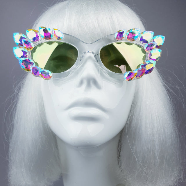 "Sparkle" Iridescent Jewel Cats Eye Sunglasses