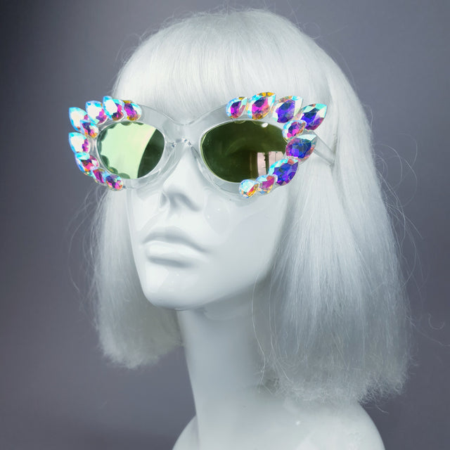 "Sparkle" Iridescent Jewel Cats Eye Sunglasses