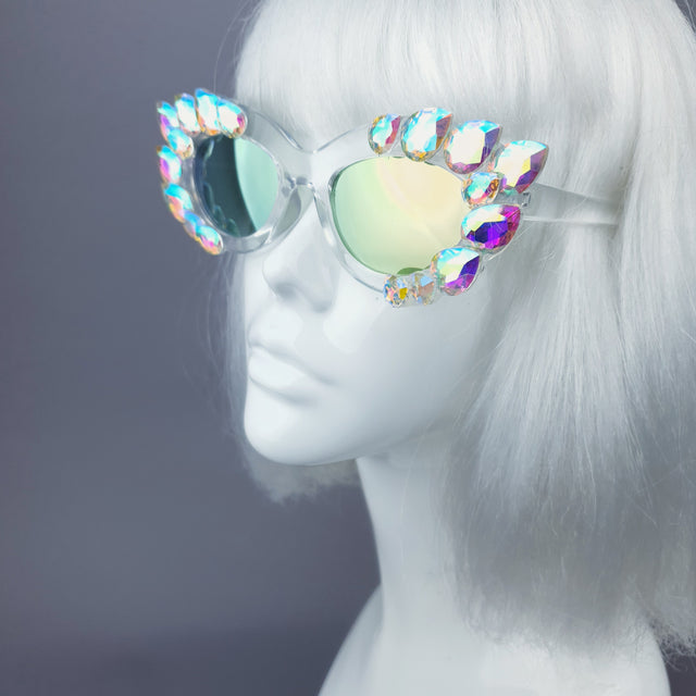 "Sparkle" Iridescent Jewel Cats Eye Sunglasses