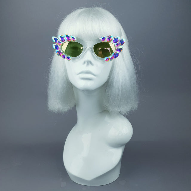 "Sparkle" Iridescent Jewel Cats Eye Sunglasses