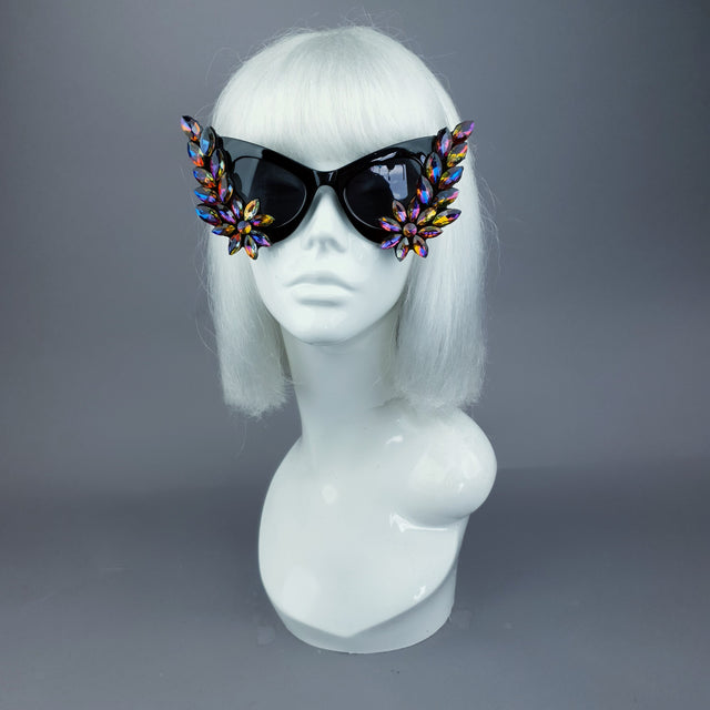 "Krystallos" Iridescent Jewel Cats Eye Sunglasses