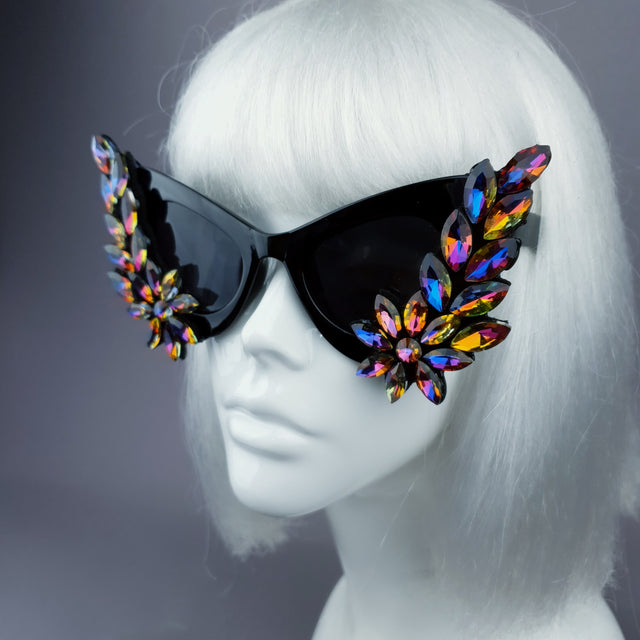 "Krystallos" Iridescent Jewel Cats Eye Sunglasses
