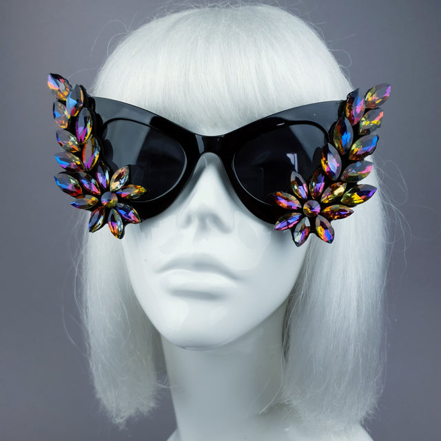 "Krystallos" Iridescent Jewel Cats Eye Sunglasses