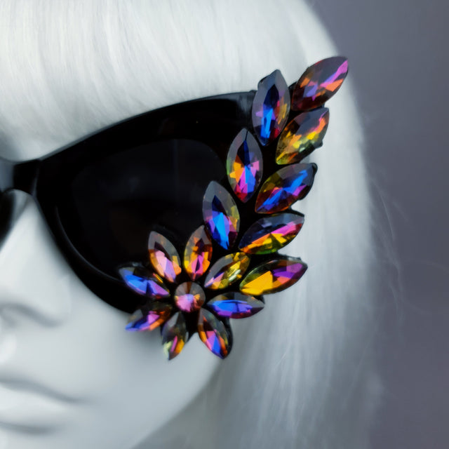 "Krystallos" Iridescent Jewel Cats Eye Sunglasses