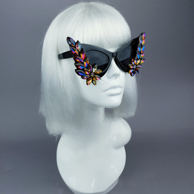 "Krystallos" Iridescent Jewel Cats Eye Sunglasses