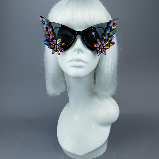 "Krystallos" Iridescent Jewel Cats Eye Sunglasses