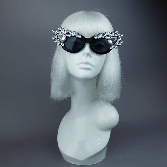 "Diamanda" Clear Diamante Jewel Cats Eye Sunglasses