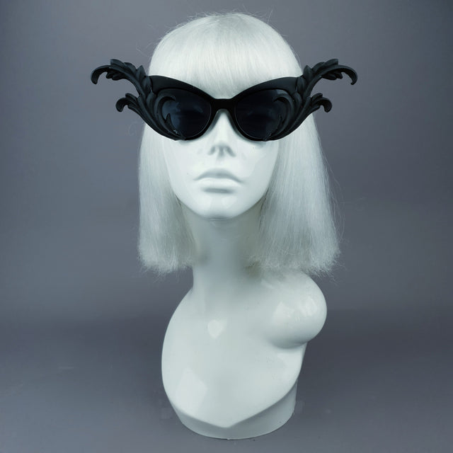 "Kokoro" Black OTT Filigree Statement Sunglasses