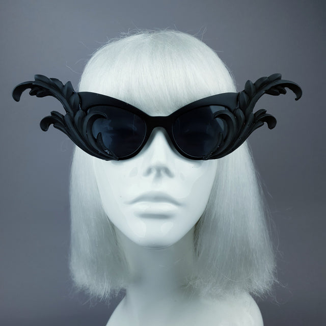 "Kokoro" Black OTT Filigree Statement Sunglasses