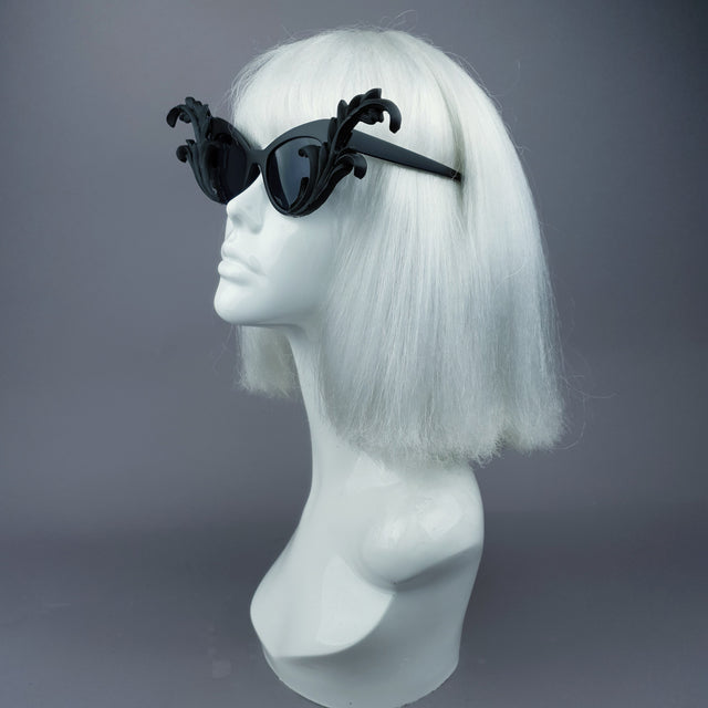 "Kokoro" Black OTT Filigree Statement Sunglasses