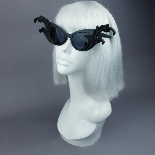 "Kokoro" Black OTT Filigree Statement Sunglasses