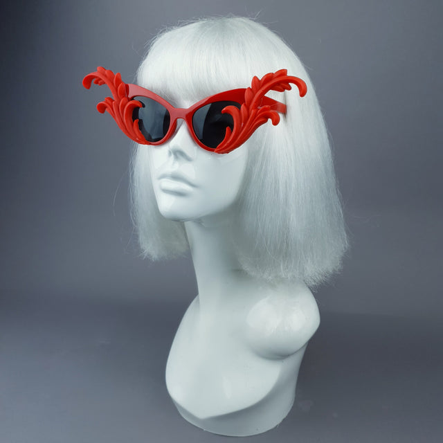 "Kokoro" Red OTT Filigree Statement Sunglasses