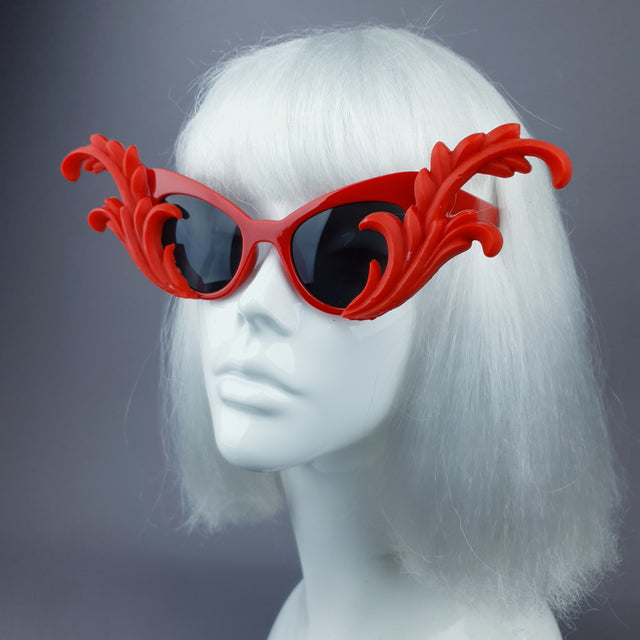 "Kokoro" Red OTT Filigree Statement Sunglasses