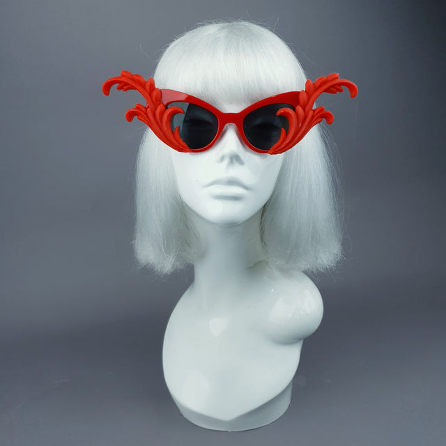 "Kokoro" Red OTT Filigree Statement Sunglasses