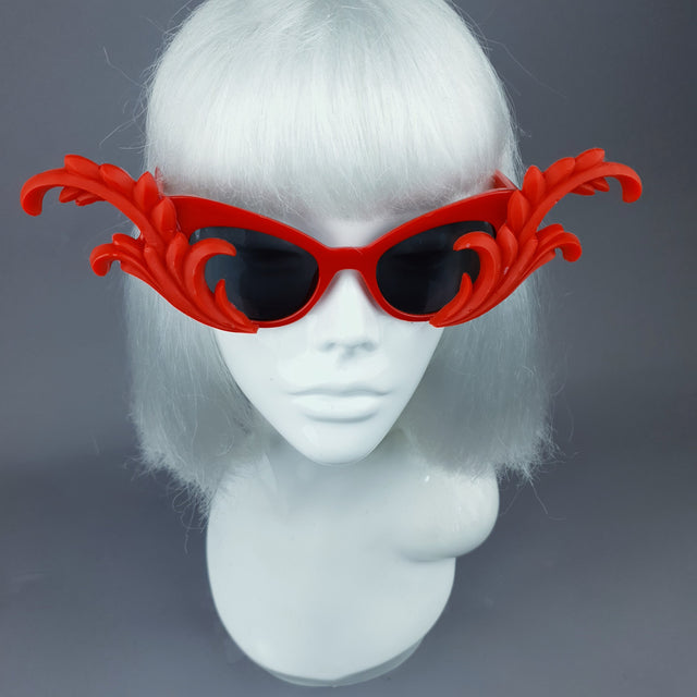 "Kokoro" Red OTT Filigree Statement Sunglasses