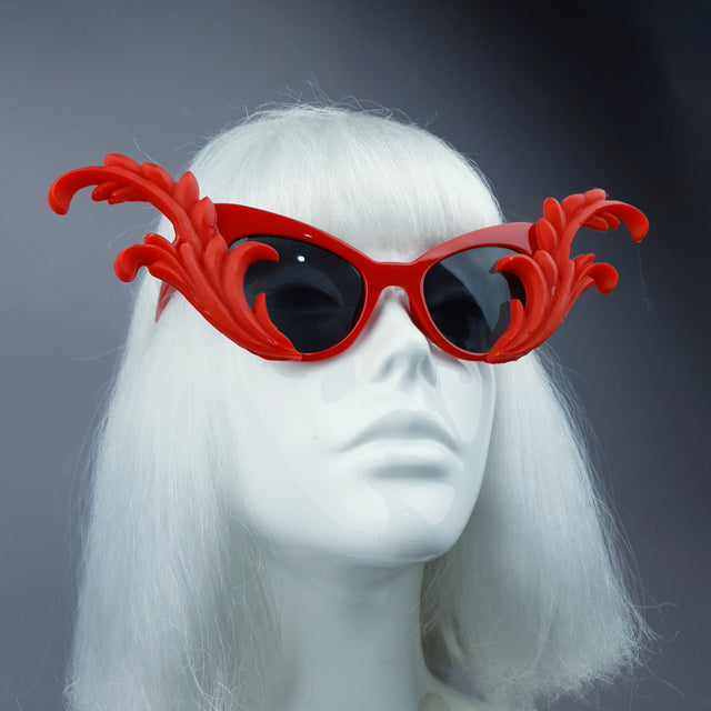 "Kokoro" Red OTT Filigree Statement Sunglasses