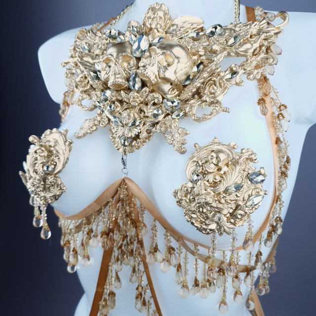 "Visage" Gold Filigree Beading Harness Body Jewellery