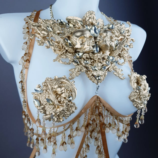 "Visage" Gold Filigree Beading Harness Body Jewellery