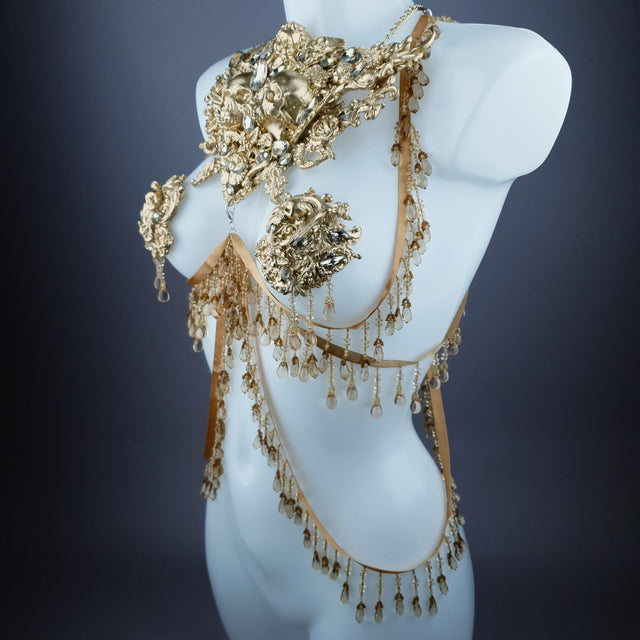 "Visage" Gold Filigree Beading Harness Body Jewellery