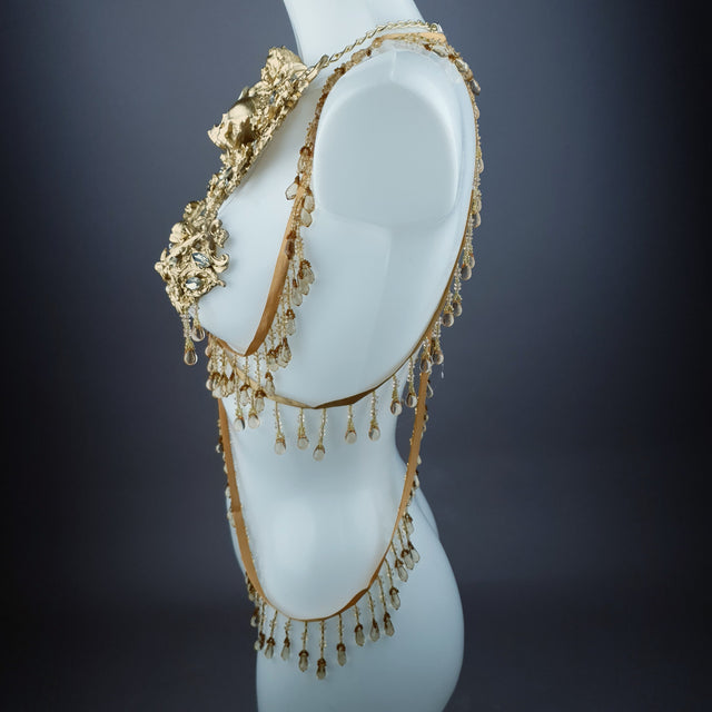 "Visage" Gold Filigree Beading Harness Body Jewellery