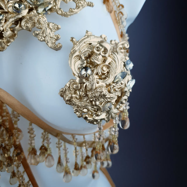 "Visage" Gold Filigree Beading Harness Body Jewellery