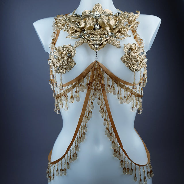 "Visage" Gold Filigree Beading Harness Body Jewellery