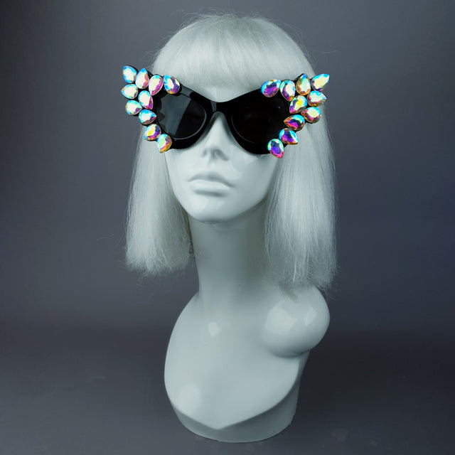 "Hira" Iridescent Jewel Cats Eye Sunglasses