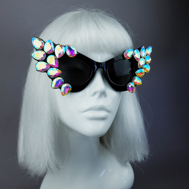 "Hira" Iridescent Jewel Cats Eye Sunglasses
