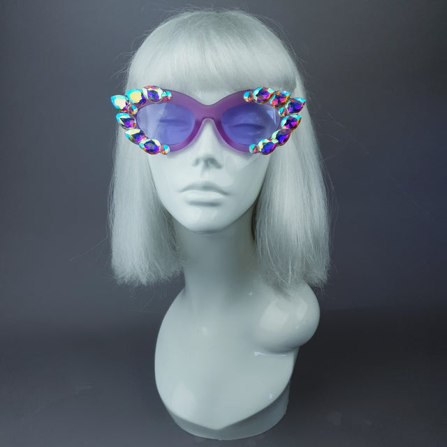 "Sparkle" Iridescent Purple Jewel Cats Eye Sunglasses