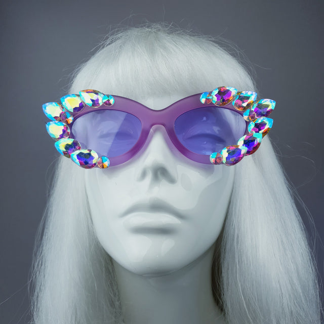 "Sparkle" Iridescent Purple Jewel Cats Eye Sunglasses