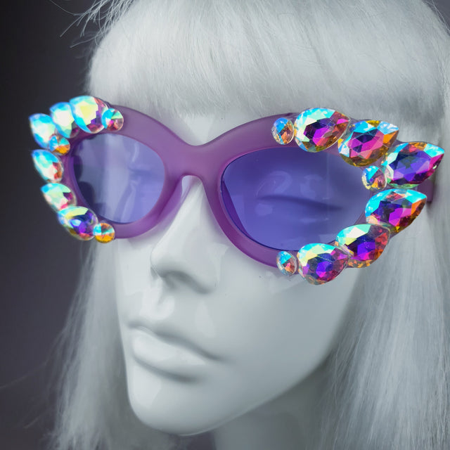 "Sparkle" Iridescent Purple Jewel Cats Eye Sunglasses