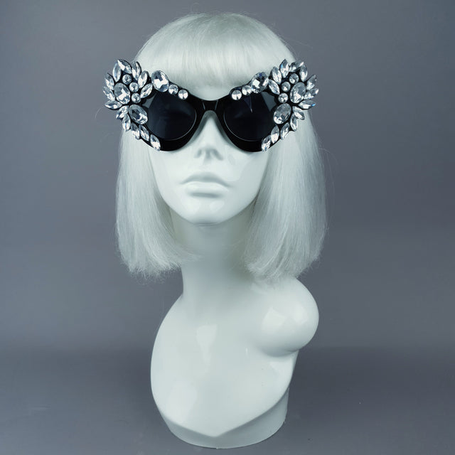 "Galás" Clear Diamante Jewel Cats Eye Sunglasses