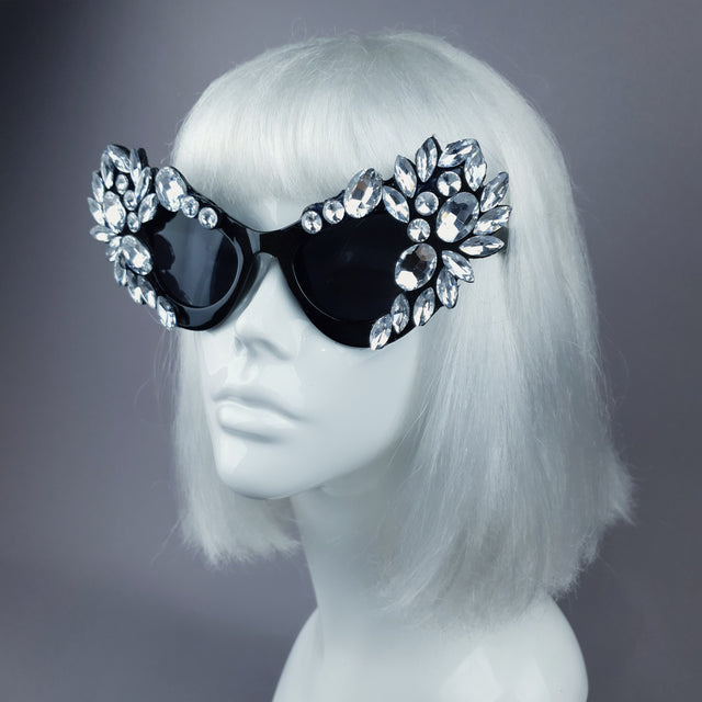 "Galás" Clear Diamante Jewel Cats Eye Sunglasses