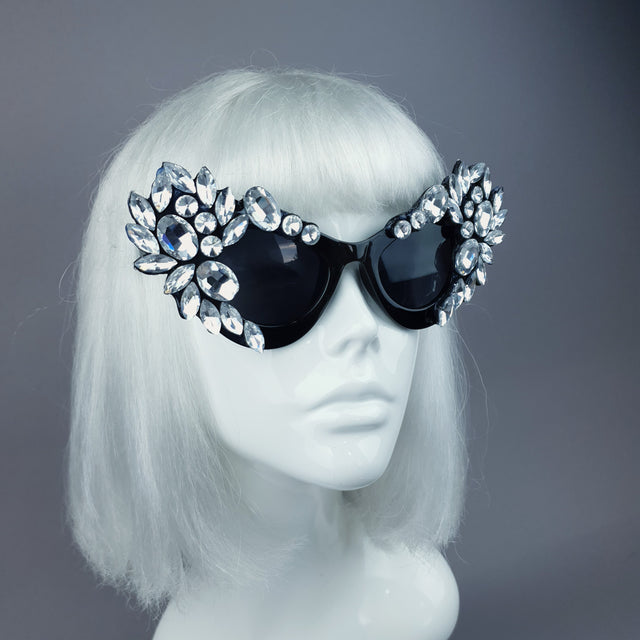 "Galás" Clear Diamante Jewel Cats Eye Sunglasses