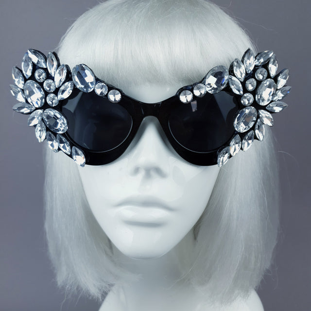 "Galás" Clear Diamante Jewel Cats Eye Sunglasses