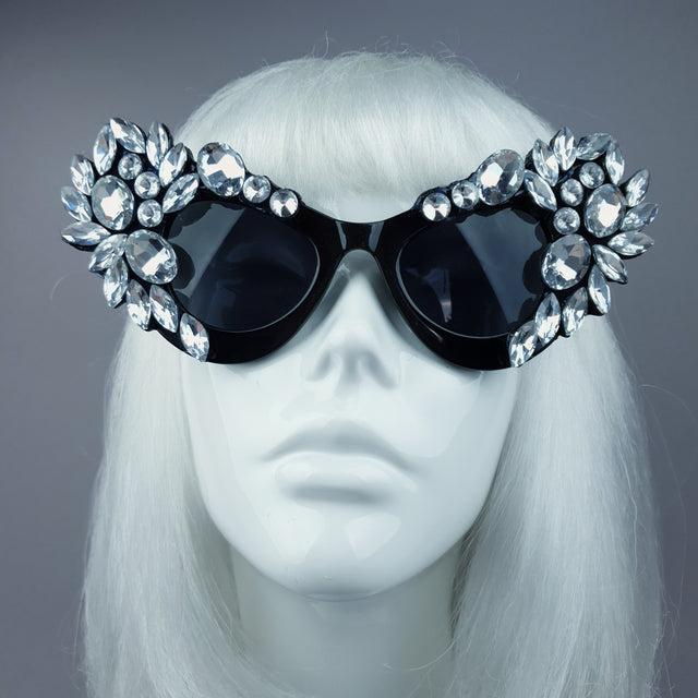 "Galás" Clear Diamante Jewel Cats Eye Sunglasses